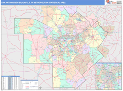 San Antonio-New Braunfels Metro Area Digital Map Color Cast Style